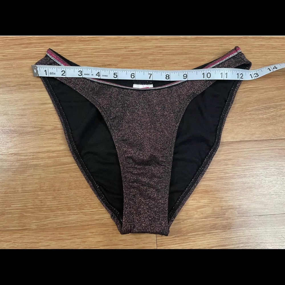 Women Metallic Shine High Leg Scoop Waist Bikini - Picture 8 of 12